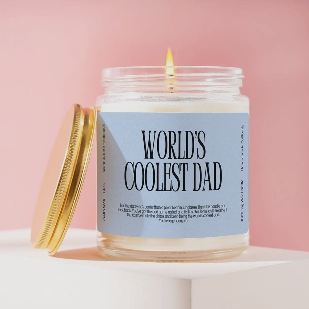 World's Coolest Dad Candle with Gold Lid